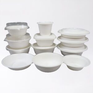 Boîte à couvercle articulé en bagasse de canne à sucre