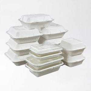 Boîte à couvercle articulé en bagasse de canne à sucre