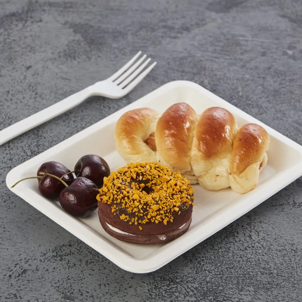 Bandejas de servir descartáveis biodegradáveis compostáveis Pratos de servir Bandejas de servir descartáveis biodegradáveis compostáveis Pratos de servir