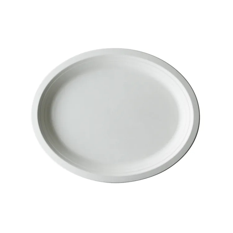Pratos ovais biodegradáveis compostáveis