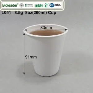 Kompostierbare Zuckerrohr-Bagasse-Tasse Faserzellstoff-Tasse Größe 80x91mm