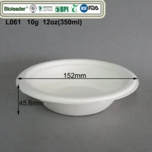 Cuencos sostenibles de pasta de papel a partir de fibra de caña de azúcar