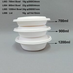 Taças de Salada Biodegradáveis com Tampas