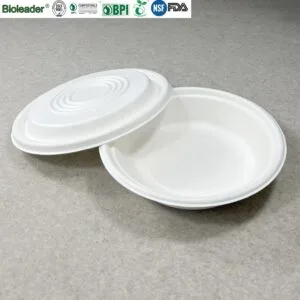 Sugarcane Bagasse Salad Bowl with Lid 32oz 1000ml