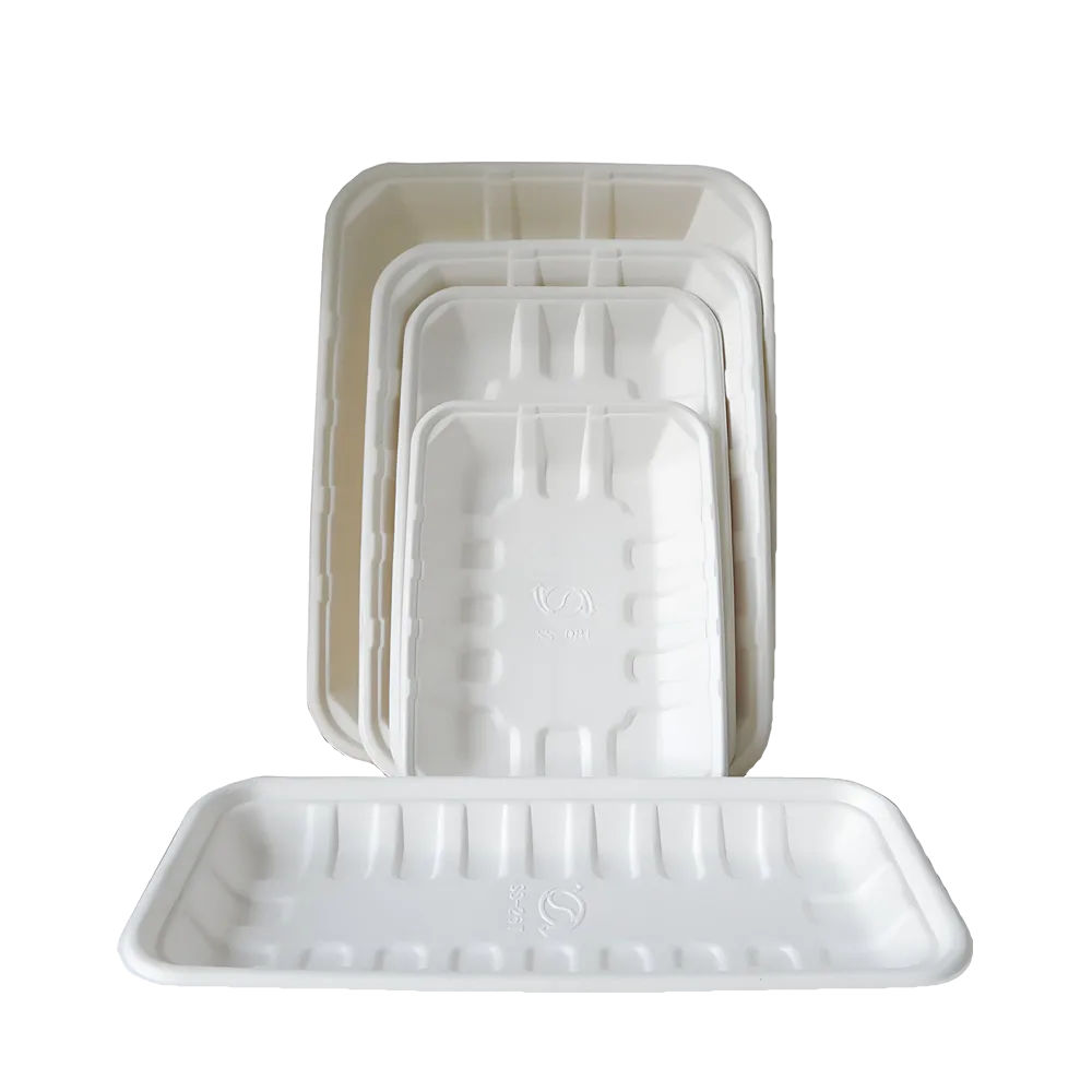 生分解性堆肥化飛行機弁当箱航空会社の食事箱の蓋が付いているデザートの皿