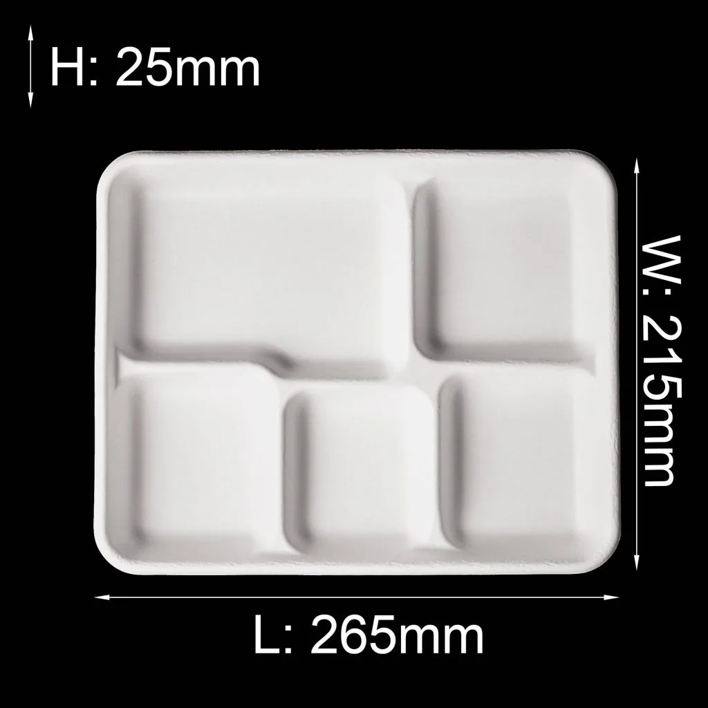 Одноразовые 5 отделений пластин бумажный лоток для обеда с крышкой