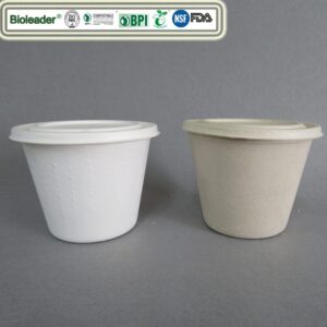 Biodegradable Sugarcane Bagasse Soup Bowls with Lids 1