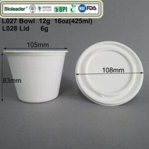 Biodegradable Sugarcane Bagasse Soup Bowls with Lids 2