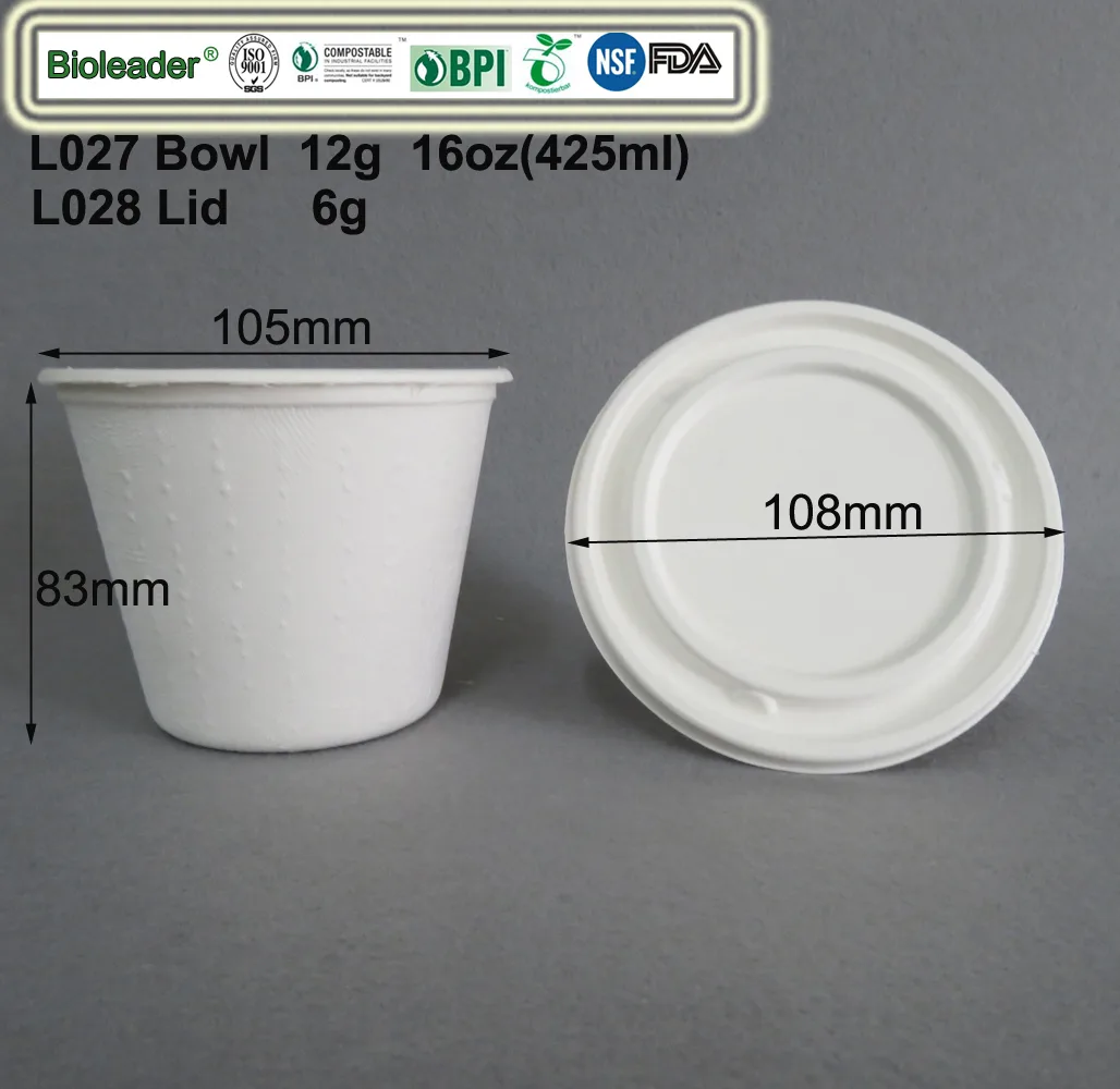 Tigelas de sopa de bagaço de cana-de-açúcar biodegradáveis com tampas 2