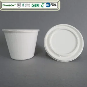 Bols à soupe biodégradables en bagasse de canne à sucre avec couvercles 5