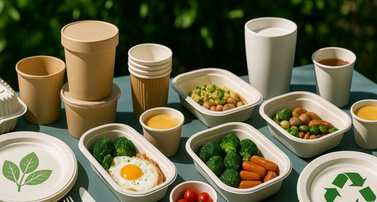 Comparação de alternativas sustentáveis de plástico de utilização única com recipientes de fibra de bagaço para alimentos utilizados em refeições para levar