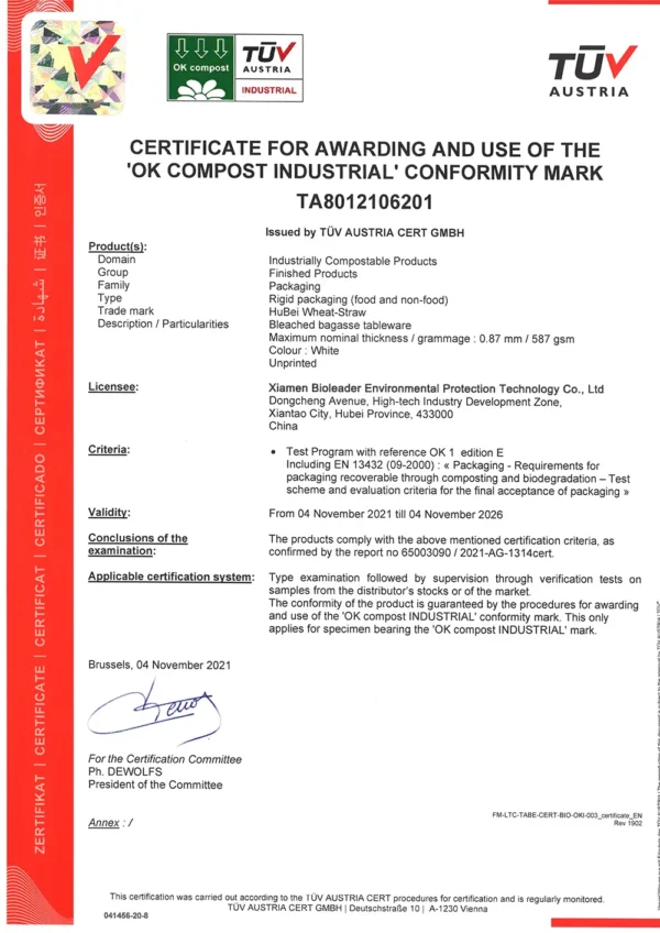 OK Compost Industrial Certificate