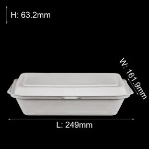 9×6 Envases tipo concha de bagazo compostables