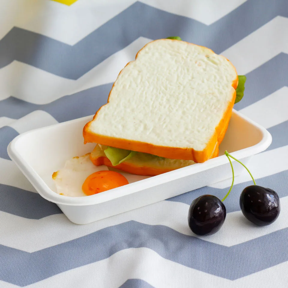 Компостируемые одноразовые подносы для кейтеринга с крышками оптом