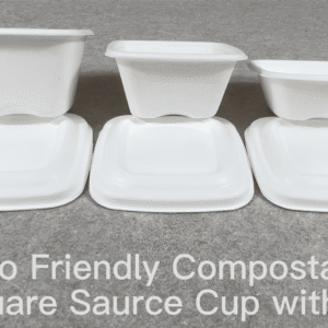 Composteerbare 4 3 2 oz sausbekers met deksel