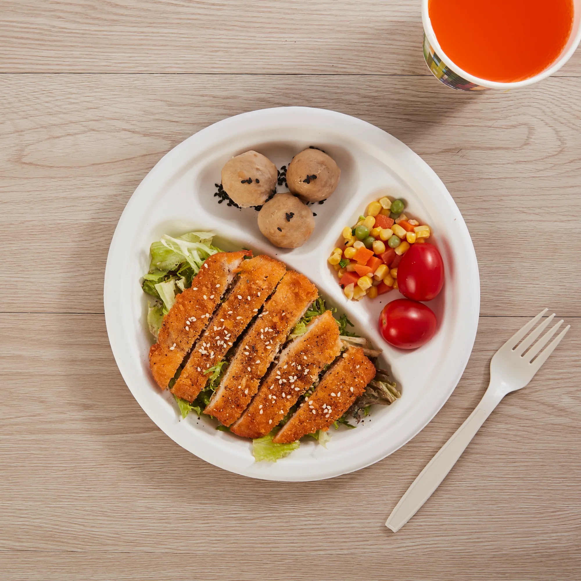 Компостируемые бумажные тарелки Тарелки с 3 отделениями