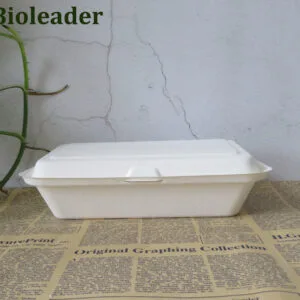 9×6 Envases tipo concha de bagazo compostables