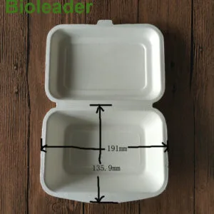 Biodegradable Sugarcane Bagasse Clamshell Box
