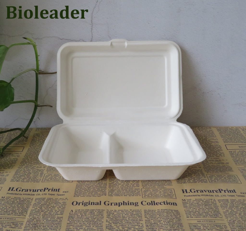 Biodegradable Sugarcane Bagasse Lunch Box 1000ml | Bioleader ...