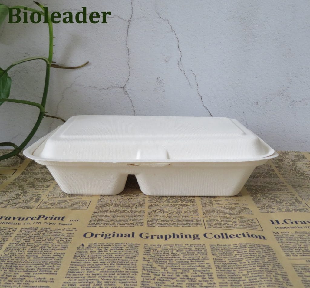 Biodegradable Sugarcane Bagasse Lunch Box 1000ml | Bioleader ...