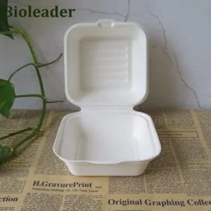 Boîte à burger compostable en bagasse de canne à sucre