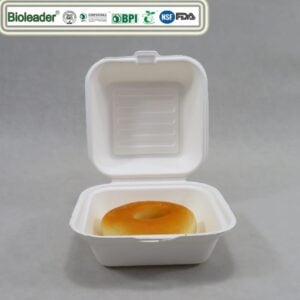Boîte à burger compostable en bagasse de canne à sucre