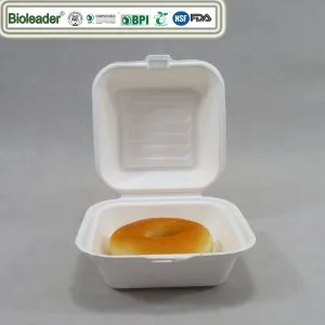Boîte à burger compostable en bagasse de canne à sucre