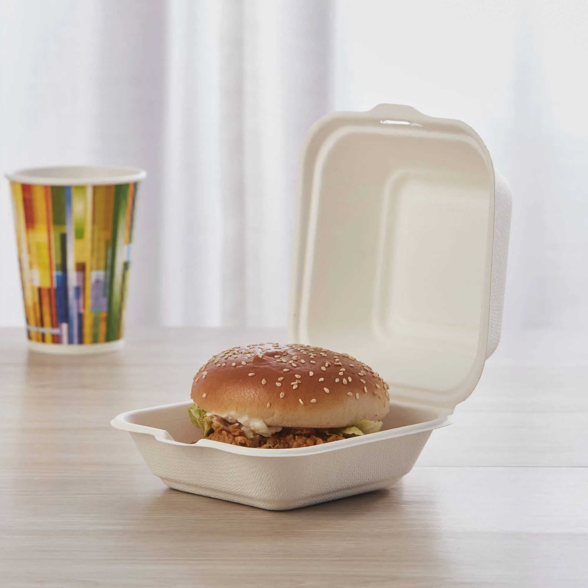 Eco-vriendelijke composteerbare bagasse hamburgerdoos