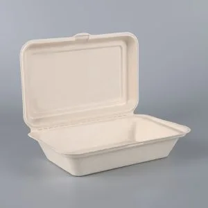 9×6 Envases tipo concha de bagazo compostables