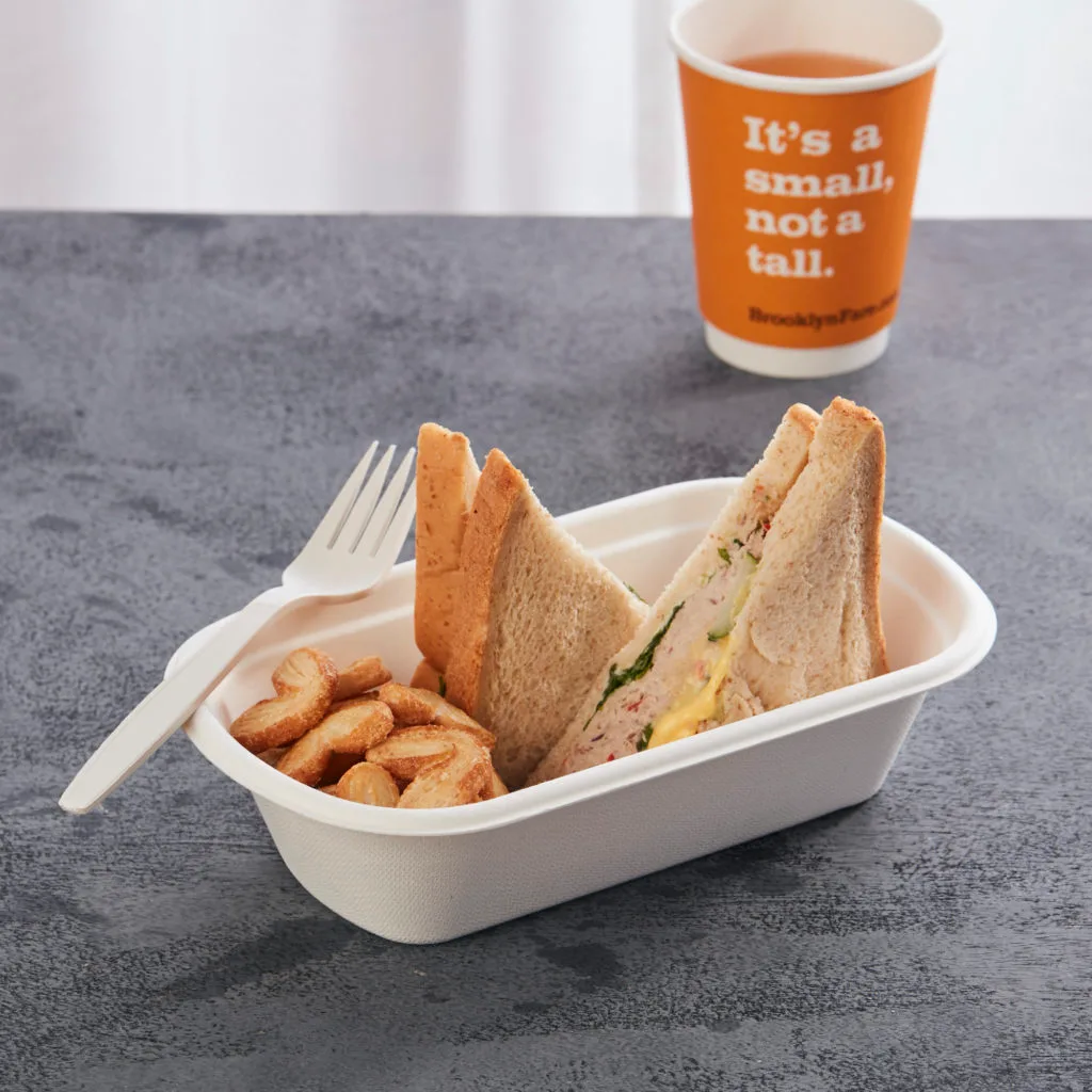 Fiambrera compostable de caña de azúcar con tapa