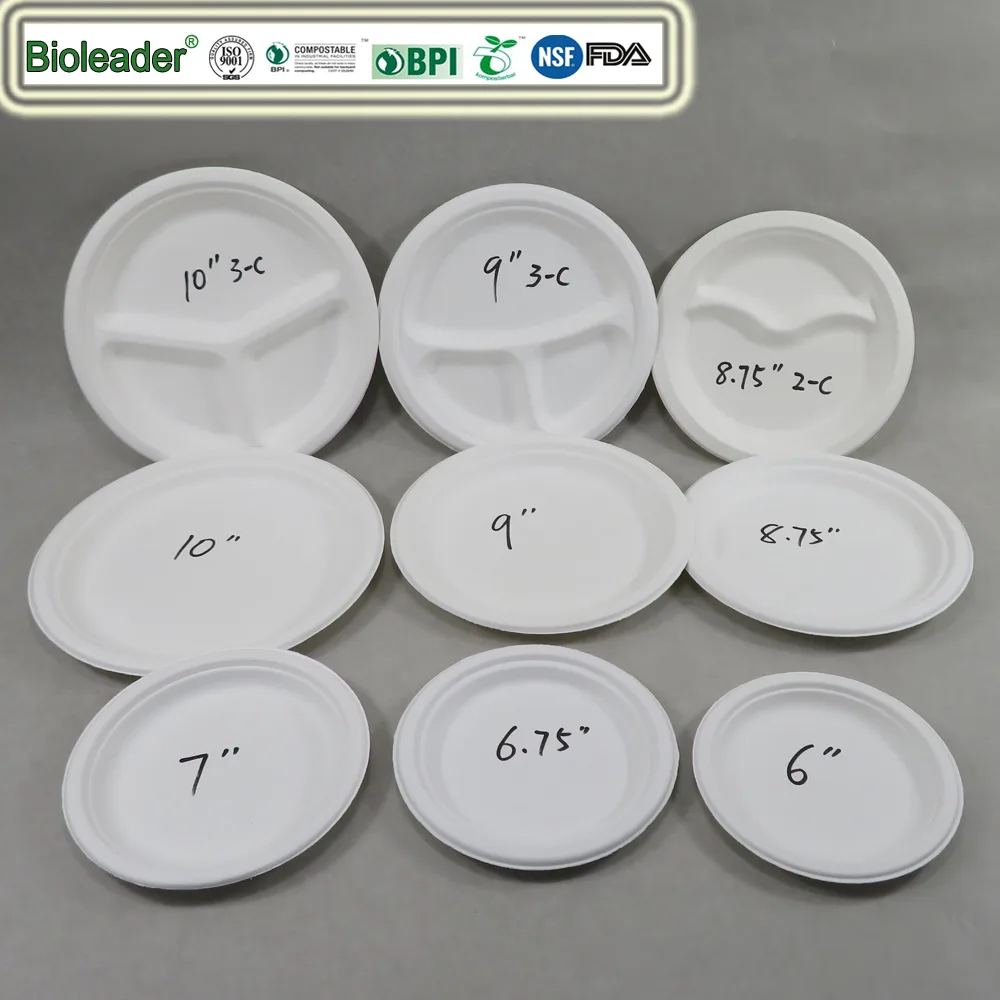 Piatti Di Carta Rigidi Ecologici 17,8 Cm – Confezione Da 150 Pezzi, In Bagassa Di Canna Da Zucchero, Compostabili, Adatti A Microonde E Freezer