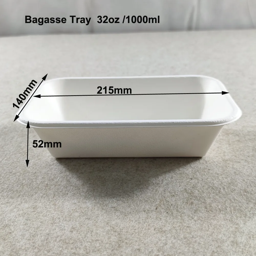 Bagasse Disposable Food Trays With Lids Covers