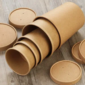 Vasos de sopa de papel con tapa