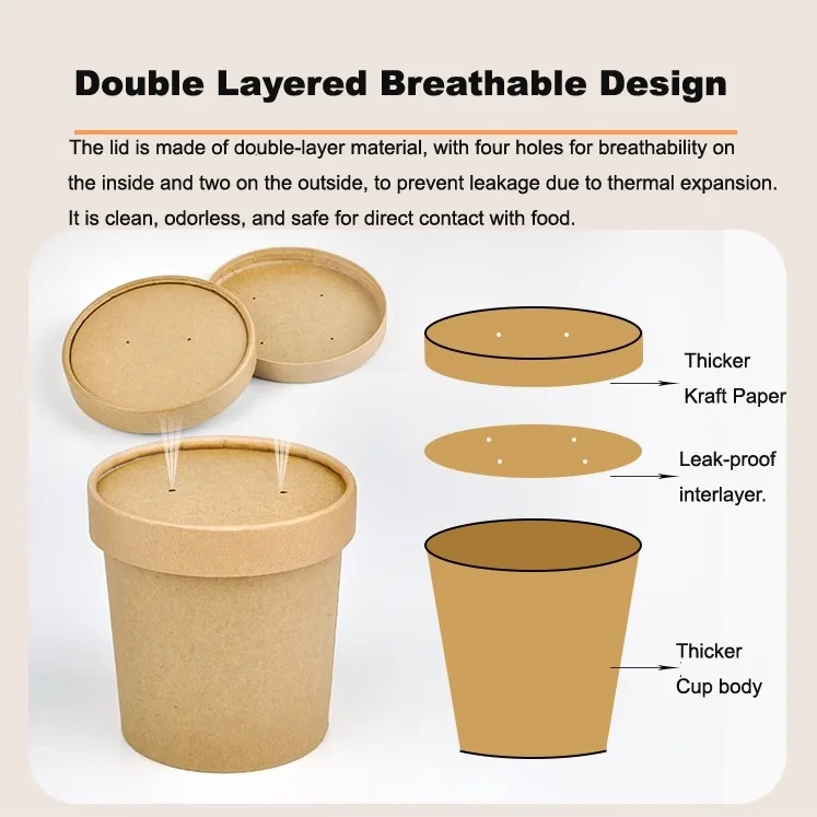 Envases de sopa para llevar con tapa