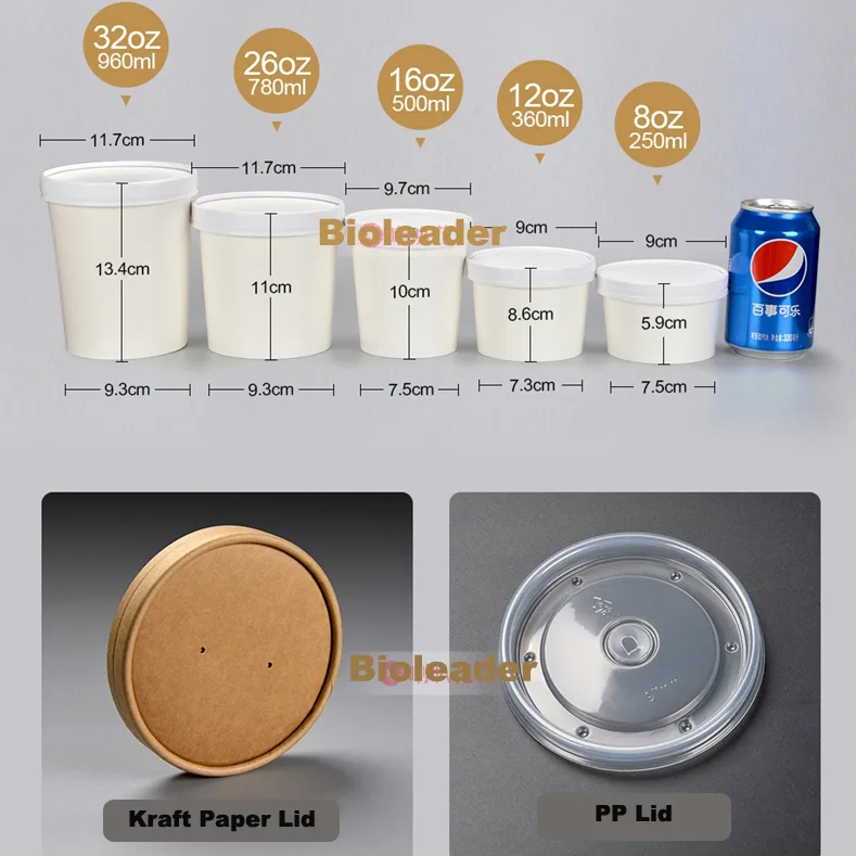 Envases de sopa para llevar con tapa