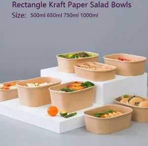 Paper Rectangle Salad Bowl | Bioleader® Papieren Schalen Leverancier