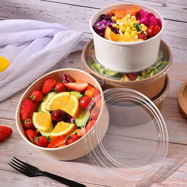 Disposable Paper Salad Bowls with lids – Custom, Eco-Friendly, Kraft, White