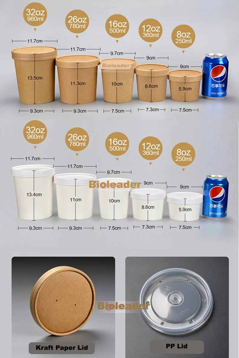 Bioleader Papiersuppenschalen Größen