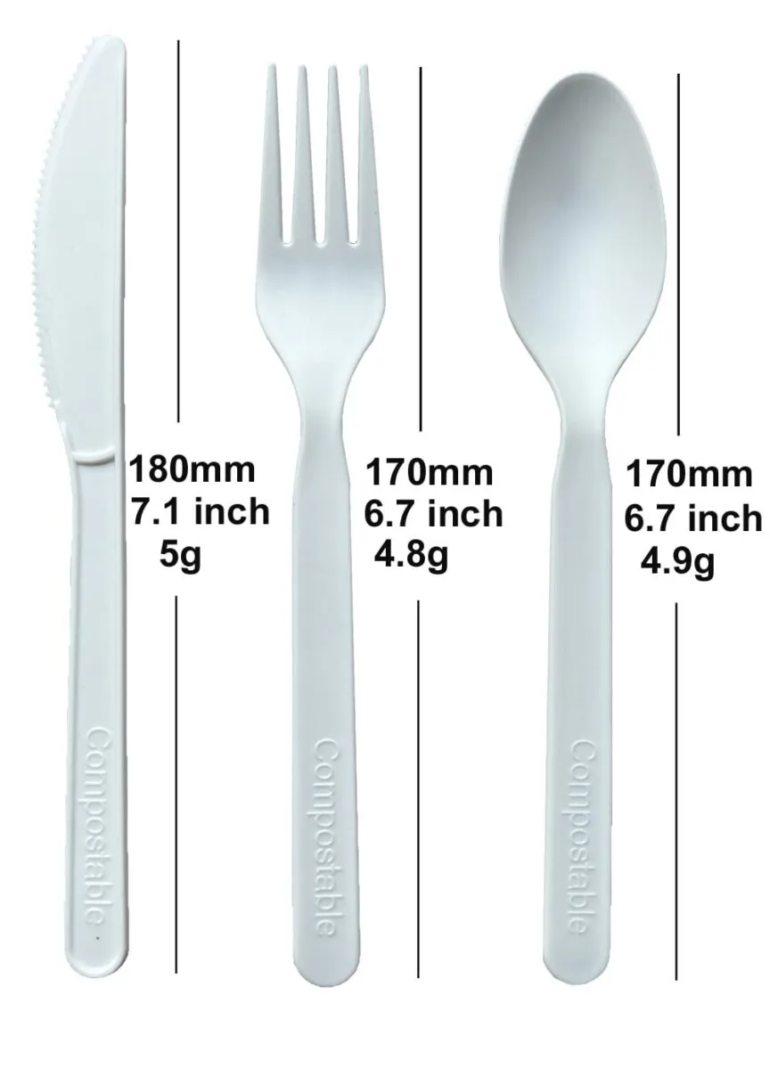 Tenedores, cucharas y cuchillos biodegradables