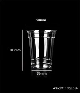コンポスタブルPLAカップ クリア12オンス/360ml -90mm
