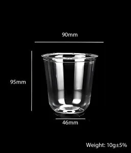 コンポスタブルPLAカップ クリア 12オンス/360ml Uスタイル