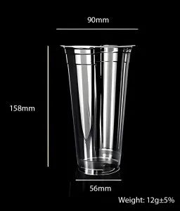 コンポスタブル PLA カップ クリア 20oz/600ml -90mm