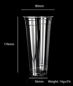 コンポスタブルPLAカップ クリア24オンス/680ml -90mm