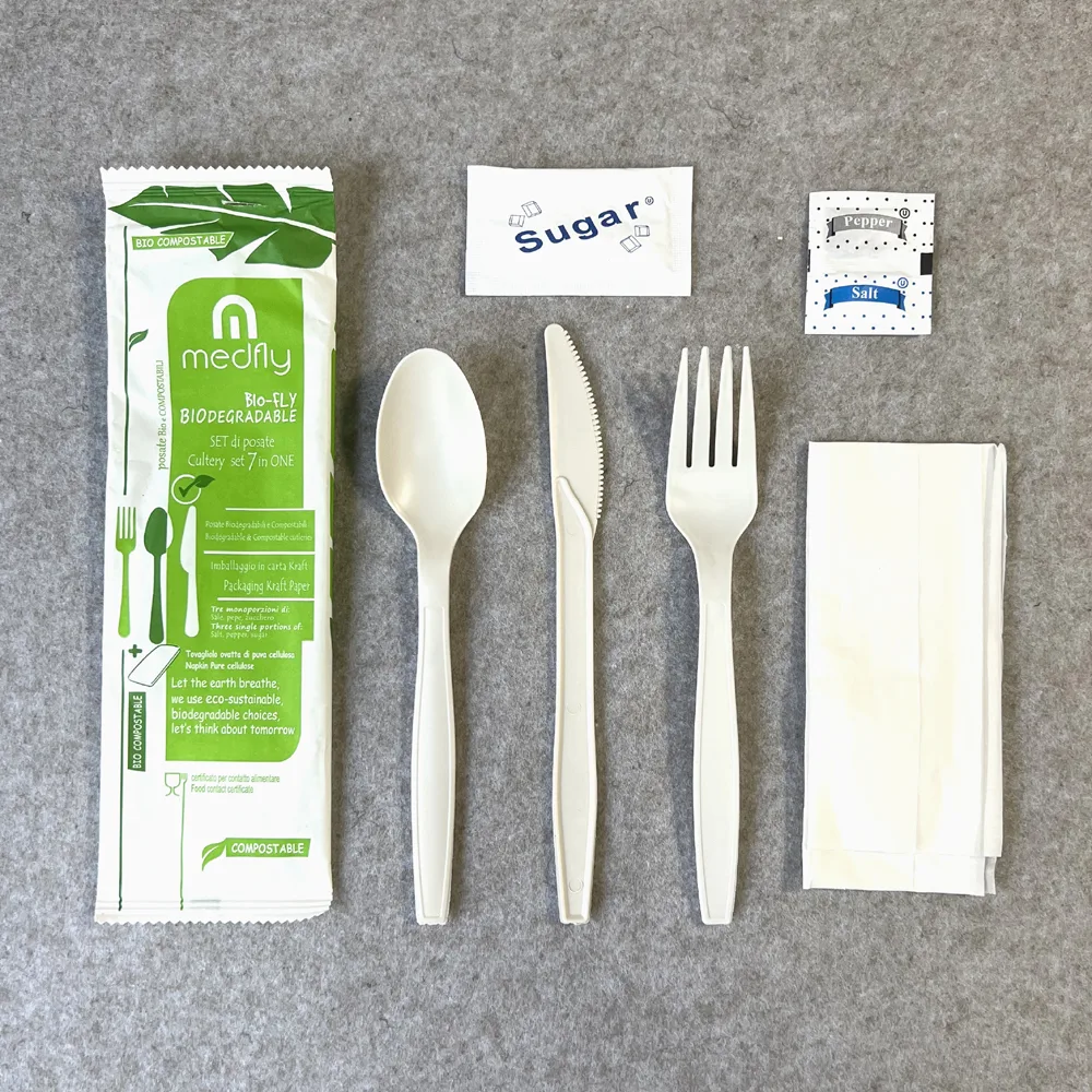 Set de couverts biodégradables compostables 1 Set de couverts biodégradables compostables