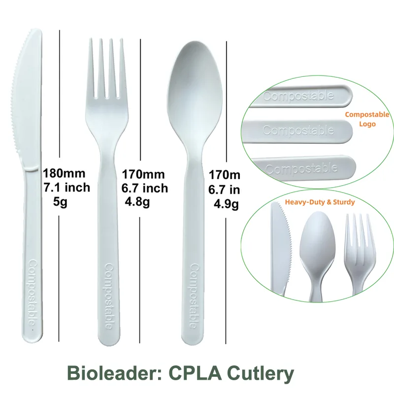 Eco Friendly Disposable Compostable PLA fork spoon knife