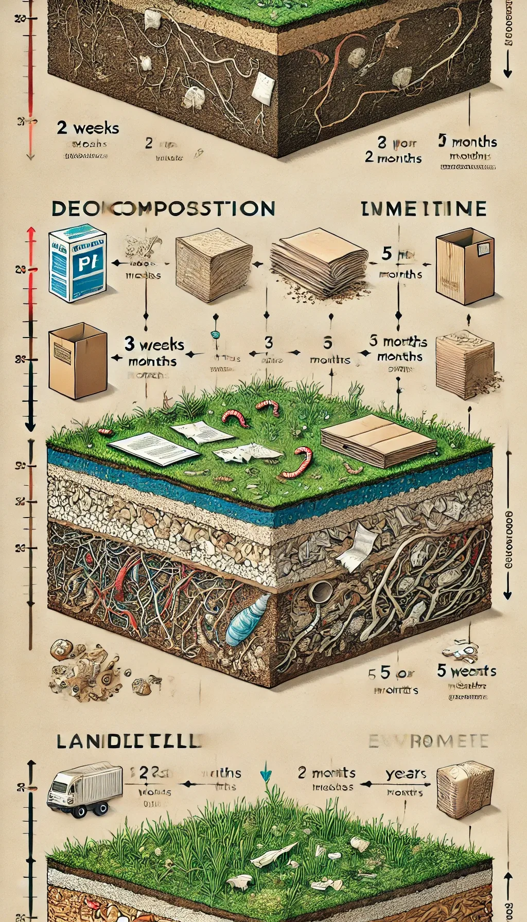 Décomposition du papier et du carton dans les conditions du sol