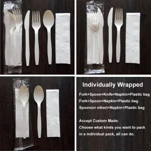 Individuell verpacktes, kompostierbares Besteckset