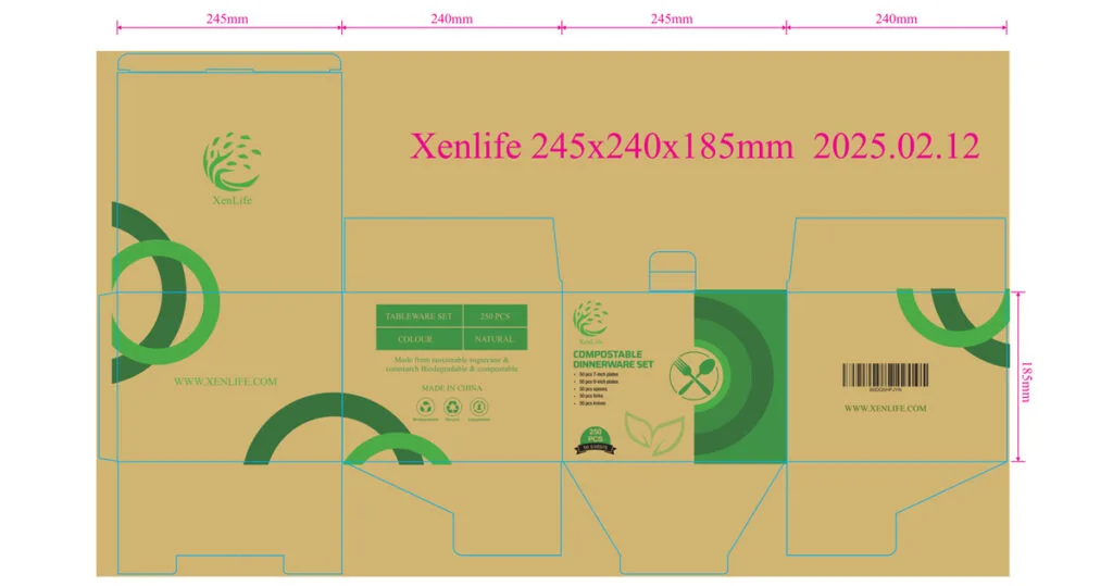 Индивидуальная упаковка для компостируемых тарелок и столовых приборов