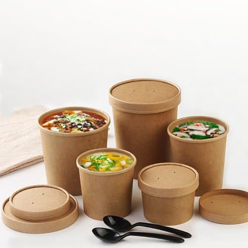 thumbnail image 2 of Jupean 8OZ Soup Cups,Disposable Paper Soup Cups, Kraft Paper Soup Containers With Vented Lids For Party Frozen Dessert Yogurt 2 of 9