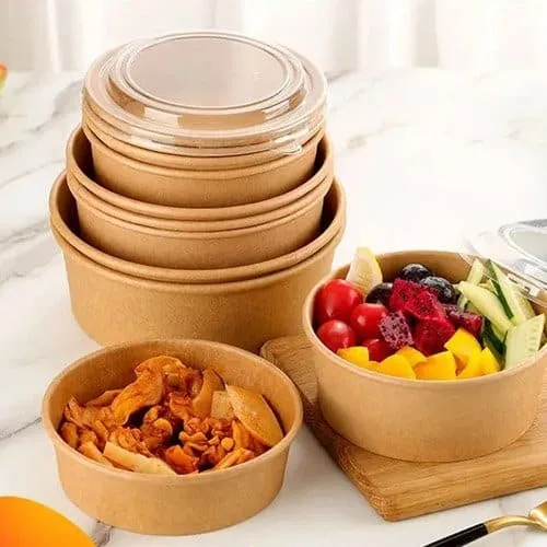 Kraft Salad Bowls with Lids Series 500ml 750ml 1000ml 1090ml 1300ml Kraft Salad Bowls with Lids Series 500ml 750ml 1000ml 1090ml 1300ml
